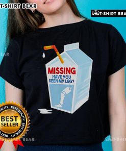 Good Missing Have You Seen My Leg Milk Box Ladies Tee featuring a playful graphic design on a stylish women's t-shirt.