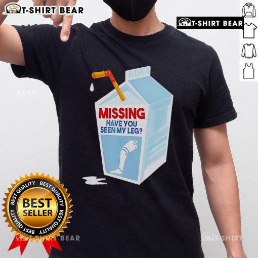 Good Missing Have You Seen My Leg Milk Box T-Shirt design featuring playful graphics and vibrant colors.