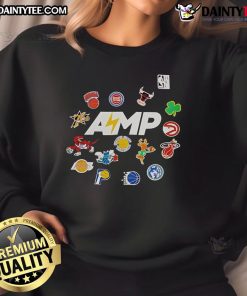 Good Mitchell & Ness NBA AMP Sweatshirt in black, featuring bold team graphics and a comfortable fit for fans.