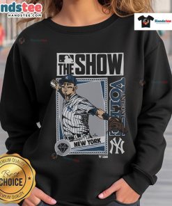 Good MLB The Show Yankees Anthony Volpe sweatshirt featuring team logo and player design, perfect for baseball fans.
