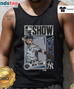 Anthony Volpe wearing a Yankees tank top in MLB The Show, showcasing his style and team spirit on the virtual field.