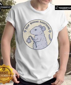 Good Mouse Stop Running Everything T-Shirt featuring a playful graphic and humorous text for tech enthusiasts and gamers.