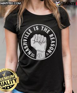 Alt Text: Good Nashville is the Reason Circle Logo Est 2014 Ladies Tee featuring stylish design and vibrant colors.