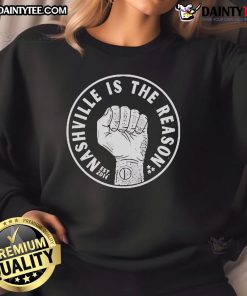 Alt Text: Good Nashville Is The Reason Circle Logo Est 2014 sweatshirt featuring a stylish design for fans of Nashville culture.
