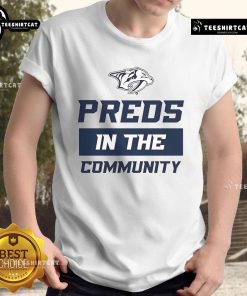 Alt Text: Good Nashville Predators Preds In The Community T-Shirt featuring vibrant team colors and logo, perfect for fans.