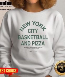 Enjoy basketball and pizza in Brooklyn, NY - Grab a slice and a 'Bucket' sweatshirt at Wythe Ave and Grand St.