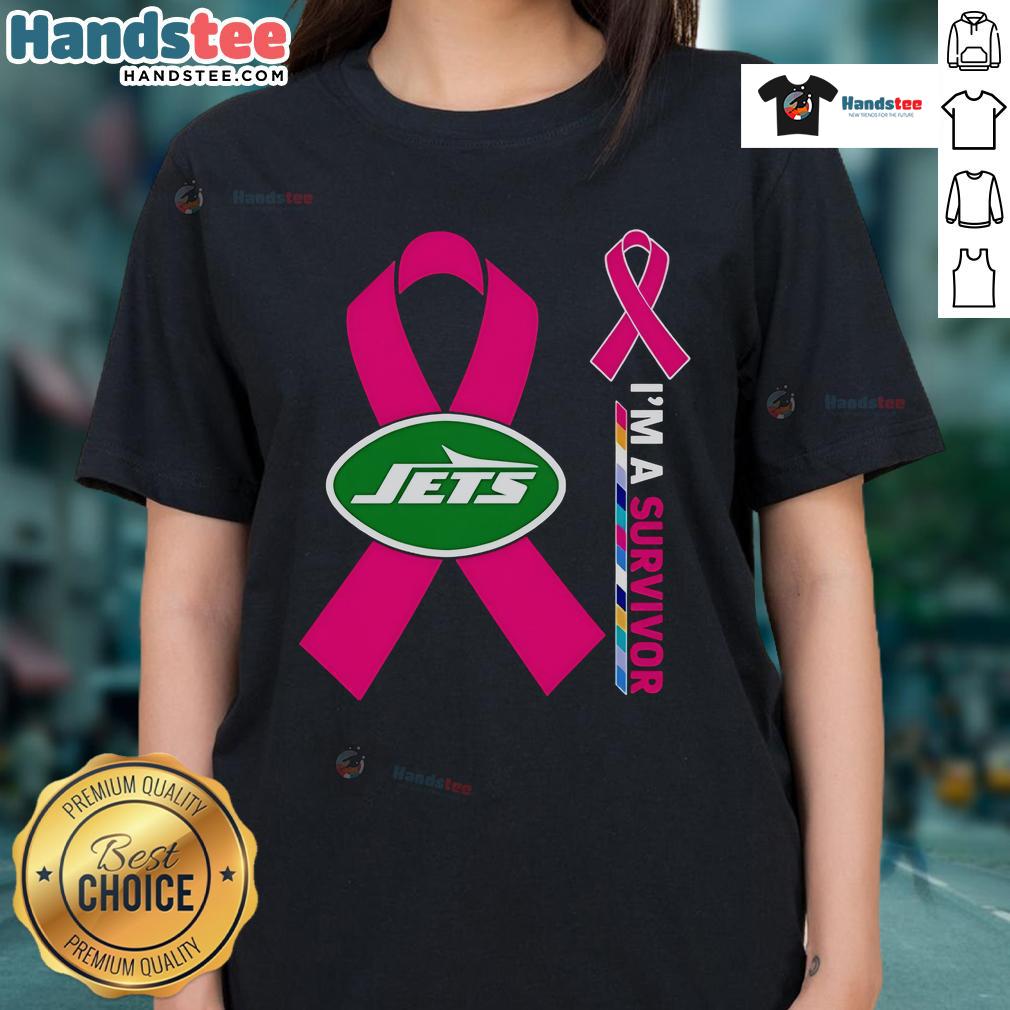 Good New York Jets X Cancer Awareness I'M A Survivor Ladies Tee Good New York Jets X Cancer Awareness 'I'm a Survivor' Ladies Tee showcasing support for cancer survivors and NFL pride.
