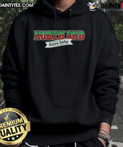 Good North End Extra Salty Hoodie in navy blue, showcasing a stylish design perfect for casual wear and comfort.