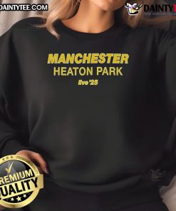 Good Oasis sweatshirt worn at Heaton Park, Manchester, on July 11, 2025, showcasing a stylish concert fashion look.