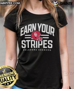Good Oklahoma Sooners Earn Your Stripes Ladies Tee featuring team colors and logo, perfect for fans and casual wear.