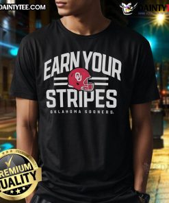 Alt Text: Good Oklahoma Sooners Earn Your Stripes T-Shirt featuring team colors and logo, perfect for fans and game day.