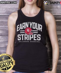 Good Oklahoma Sooners Earn Your Stripes tank top featuring vibrant colors and team logo, perfect for fans and game day.