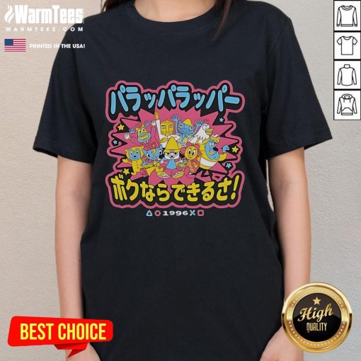 Good PaRappa The Rapper Town 1996 ladies tee featuring vibrant graphics and retro design for fans of the classic game.