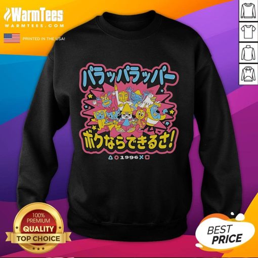 Vintage 1996 PaRappa the Rapper Town sweatshirt featuring colorful graphics and retro design, perfect for fans.