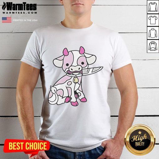Good Pink Cow Knife T-Shirt featuring a playful cow graphic and vibrant pink colors, perfect for casual wear.