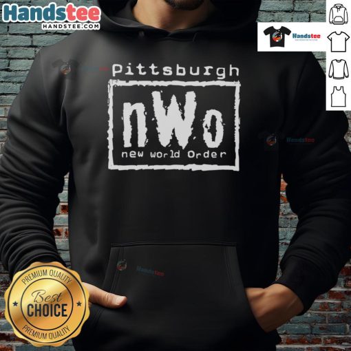 Good Pittsburgh nWo New World Order hoodie in black, featuring iconic logo and stylish design for wrestling fans.