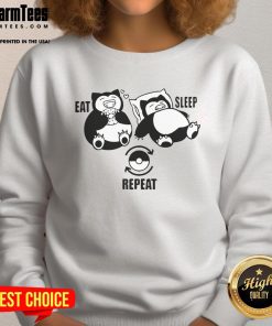 Cozy Good Pokemon Snorlax Eat Sleep Repeat sweatshirt featuring a playful Snorlax graphic for fans of the franchise.