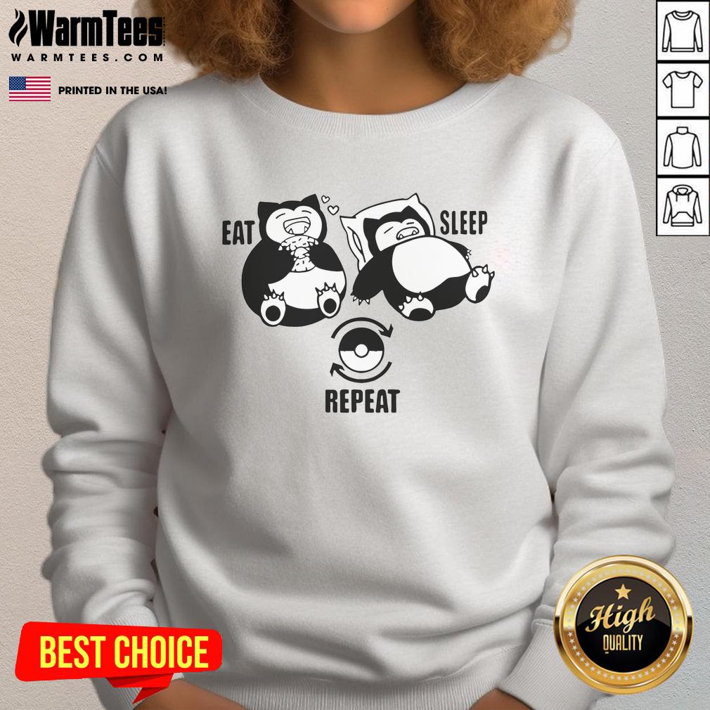 Good Pokemon Snorlax Eat Sleep Repeat Sweatshirt Cozy Good Pokemon Snorlax Eat Sleep Repeat sweatshirt featuring a playful Snorlax graphic for fans of the franchise.