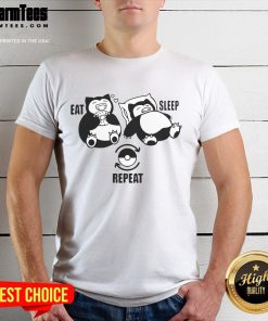 Alt Text: Good Pokemon Snorlax Eat Sleep Repeat T-Shirt featuring a playful Snorlax design, perfect for Pokemon fans.