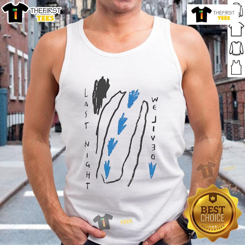 Good Polar Last Night We Lived Tank Top Alt Text: Woman wearing a Good Polar Last Night We Lived tank top, enjoying a vibrant summer day outdoors.