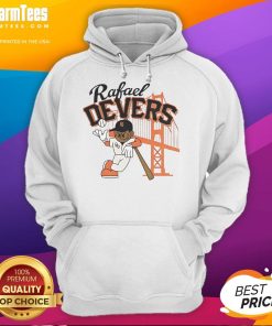 Rafael Devers in a Boston Red Sox mid-summer hoodie, showcasing team spirit and style on the baseball field.