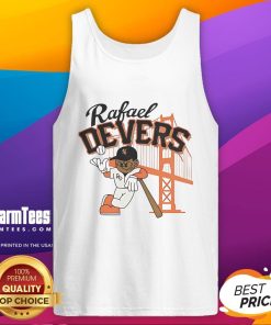 Rafael Devers in a Boston Red Sox mid-summer tank top, showcasing team spirit and summer style on the baseball field.