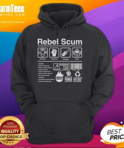 Good Rebel Scum Label Hoodie in black with bold lettering, perfect for fans of Star Wars and rebel-inspired fashion.
