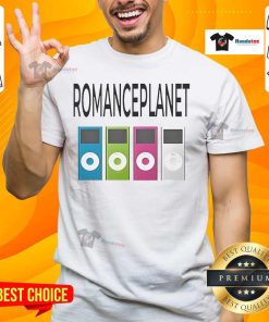 Good Romanceplanet iPod T-Shirt featuring a vibrant design perfect for music lovers and retro fashion enthusiasts.