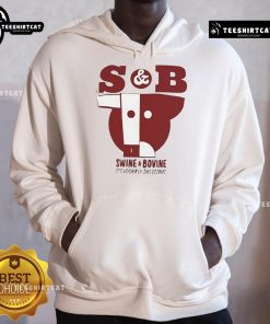 Good S and B Swine and Bovine hoodie, featuring 'It's Udderly Delicious' design, perfect for animal lovers.