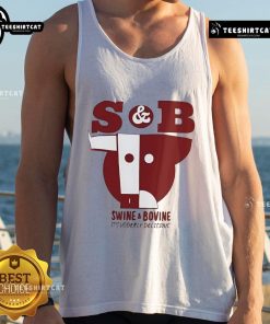 Good S and B Swine and Bovine tank top featuring a playful udderly delicious design for animal lovers.