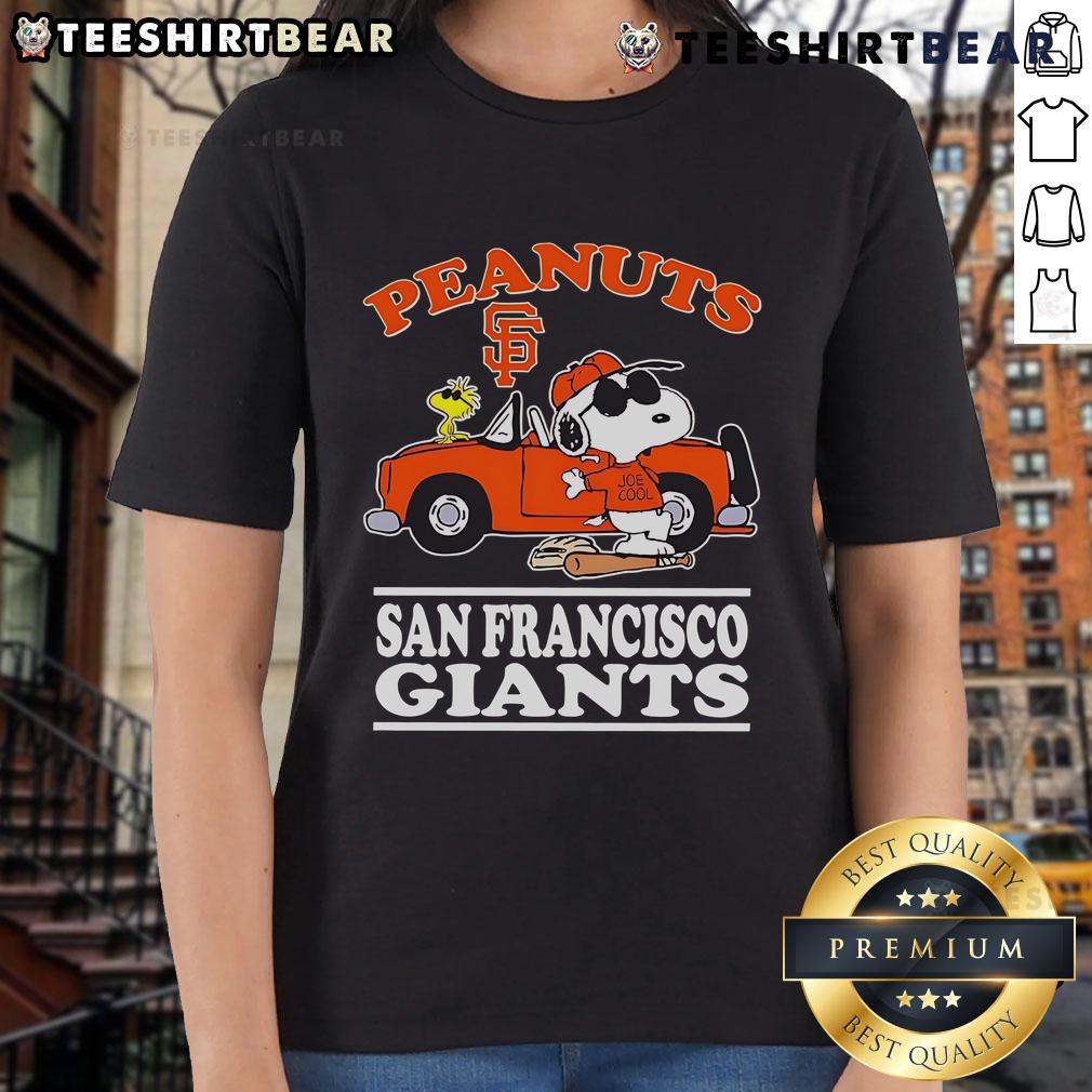 Good San Francisco Giants And Peanuts Posing Next To The Car Ladies Tee Good San Francisco Giants fan posing with peanuts next to a car, showcasing the Ladies Tee in vibrant colors.