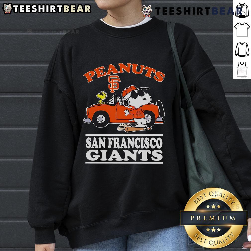 Good San Francisco Giants And Peanuts Posing Next To The Car Sweatshirt Good San Francisco Giants sweatshirt featuring peanuts, posing next to a car, showcasing team spirit and fun.