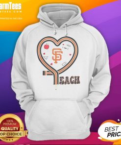 Cozy hoodie featuring a heart and pencil design, perfect for San Francisco Giants fans who love baseball and teaching.