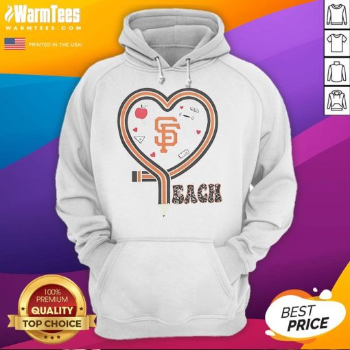 Cozy hoodie featuring a heart and pencil design, perfect for San Francisco Giants fans who love baseball and teaching.