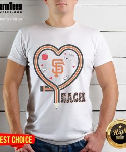 Good San Francisco Giants baseball love teaching heart pencil t-shirt featuring a vibrant design for passionate fans.