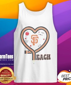 Good San Francisco Giants Baseball Love teaching heart pencil tank top design perfect for sports fans and educators.