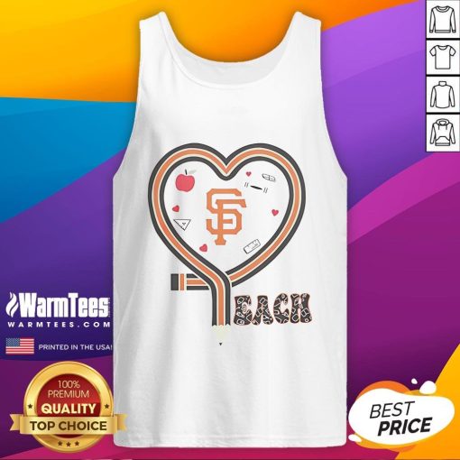 Good San Francisco Giants Baseball Love teaching heart pencil tank top design perfect for sports fans and educators.
