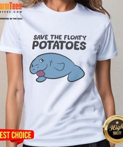 Good Save The Floaty Potatoes Ladies Tee featuring a fun potato graphic and vibrant colors, perfect for casual wear.