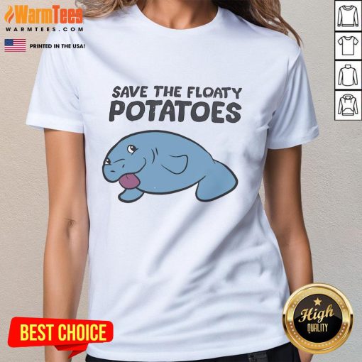 Good Save The Floaty Potatoes Ladies Tee featuring a fun potato graphic and vibrant colors, perfect for casual wear.