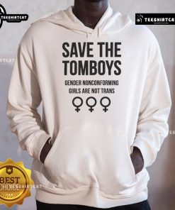 Good Save The Tomboys hoodie featuring gender nonconforming girls design, promoting LGBTQ+ awareness and inclusivity.