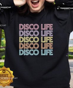 Alt Text: Good Say She She Disco Life Repeat Sweatshirt featuring vibrant colors and a trendy design for casual wear.