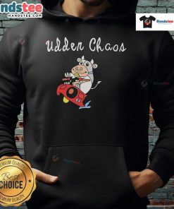 Good Simply Udder Chaos Cow Hoodie featuring a playful cow graphic, perfect for casual wear and animal lovers.