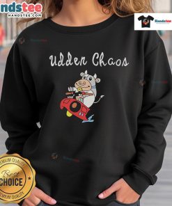 Good Simply Udder Chaos Cow Sweatshirt featuring a playful cow graphic, perfect for casual and cozy outfits.