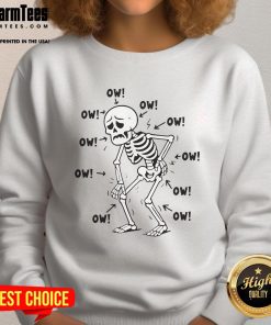 Good Skeleton Ow Ow Ow Ow Sweatshirt featuring a playful skeleton graphic, perfect for Halloween and casual wear.