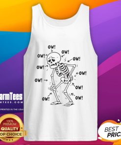 Good Skeleton Ow Ow Ow Ow Tank Top featuring a playful skeleton design in vibrant colors on a stylish tank top.