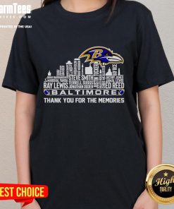 Good Skyline Baltimore Ladies Tee featuring 'Thank You For The Memories' design, perfect for city lovers and stylish comfort.