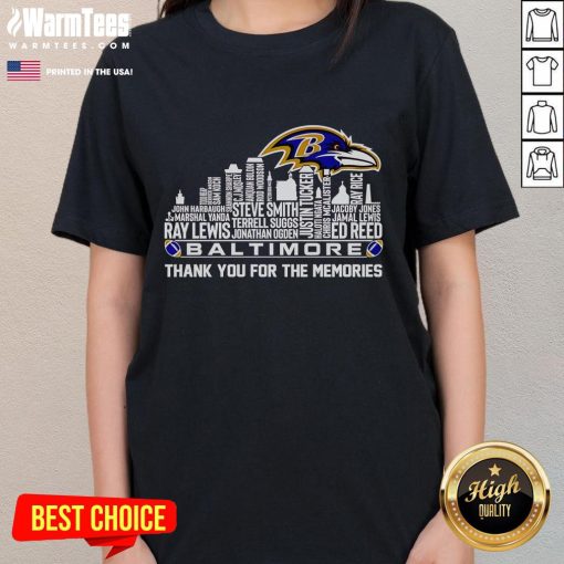 Good Skyline Baltimore Ladies Tee featuring 'Thank You For The Memories' design, perfect for city lovers and stylish comfort.