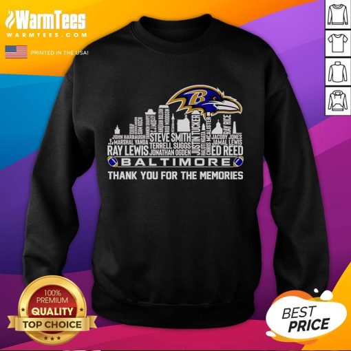 Good Skyline Baltimore sweatshirt featuring 'Thank You For The Memories' design, perfect for city lovers and nostalgia.