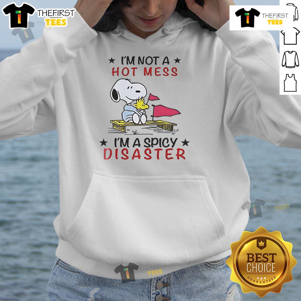 Good Snoopy And Woodstock I'M Not A Hot Mess I'M A Spicy Disaster Hoodie Good Snoopy and Woodstock hoodie with 'I'm Not a Hot Mess, I'm a Spicy Disaster' design, perfect for casual wear.