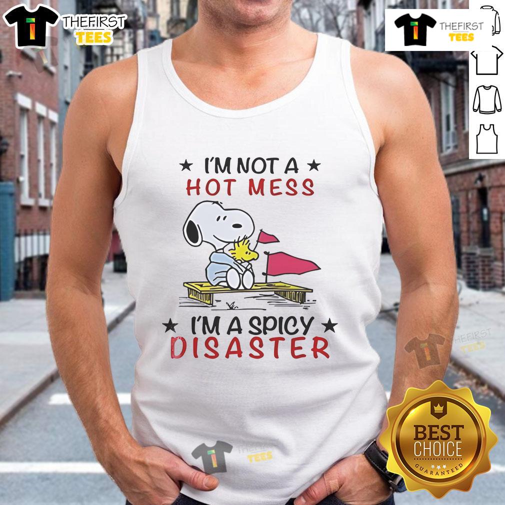 Good Snoopy And Woodstock I'M Not A Hot Mess I'M A Spicy Disaster Tank Top Good Snoopy and Woodstock tank top featuring 'I'm Not a Hot Mess, I'm a Spicy Disaster' design for fun casual wear.